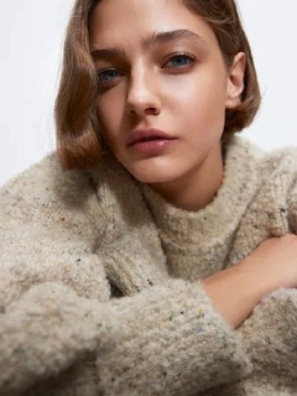 ZARA Bell Sleeved Crackled Knit Sweater